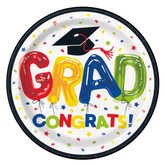 Letter Balloon Congrats Grad Round 9" Dinner Plates  8ct